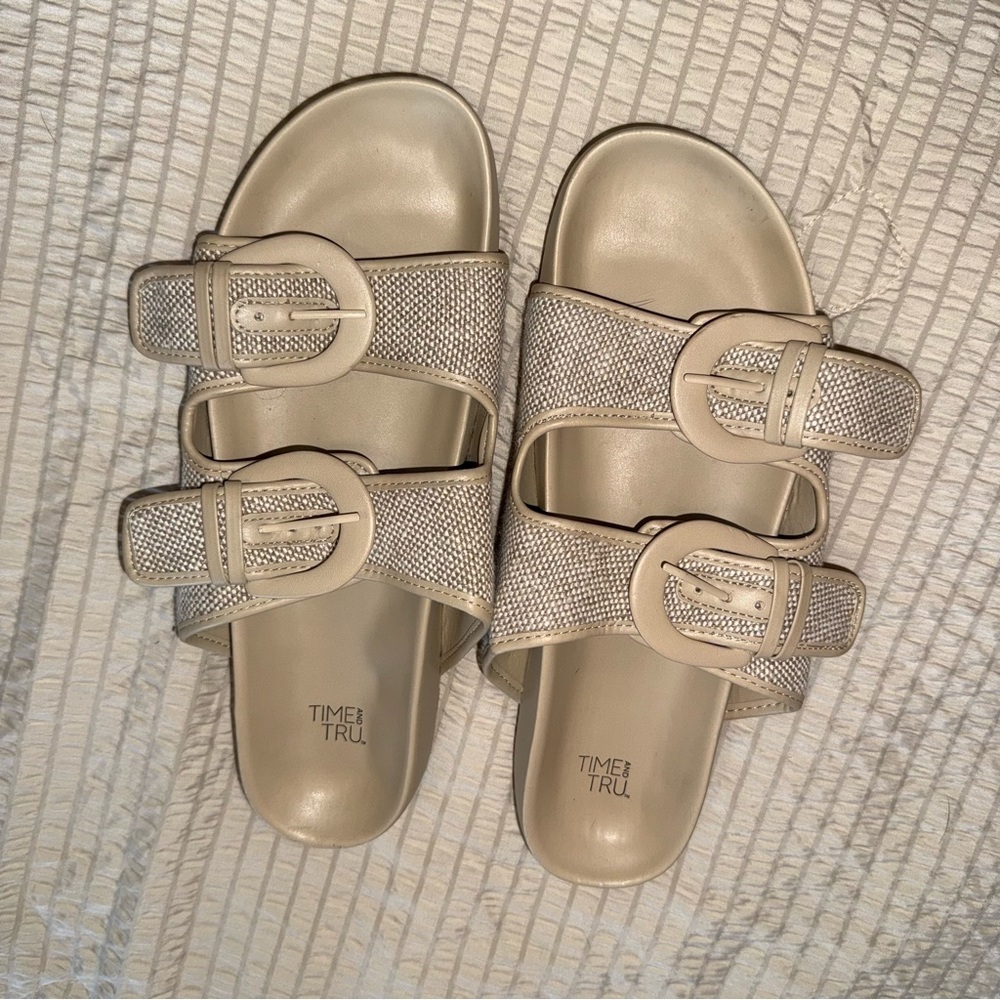 Tan Woven 2 Strap Sandals 9